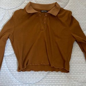 Brown shein long sleeve crop top size medium